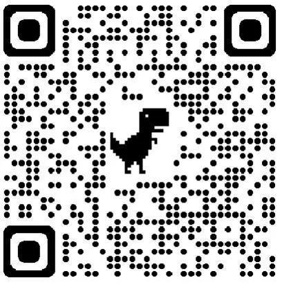 QR code leading to module on head lice. placed to the left of a woman passing out candy on Halloween.